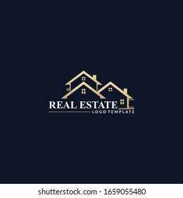 luxury gold real estate, home realty vector logo  template