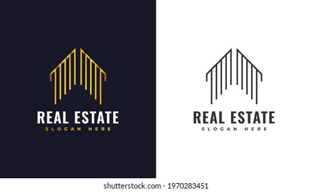 Luxury Gold Real Estate Logo. Building, Property Development, Architecture and Construction Logo