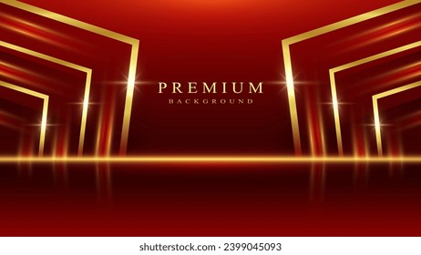 luxury gold red background Complete with light effect elements