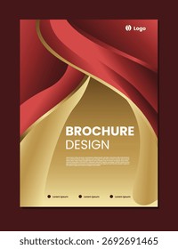design de modelo de brochura de fundo de gradiente de ouro e vermelho de luxo
