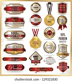 Luxury gold and red labels