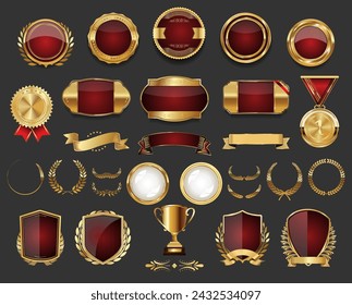 Luxury gold and red labels retro vintage collection 