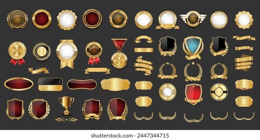 Luxury gold and red labels retro vintage mega collection