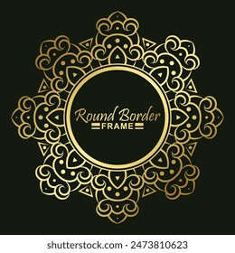 Luxury Gold round floral frame design
