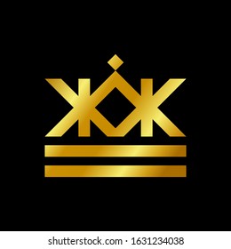 Luxury Gold Royal Crown Logo Design arranged by Letter K. King and Queen Symbol