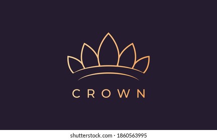 luxury gold royal crown logo with simple line art style