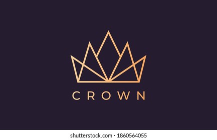 luxury gold royal crown logo with simple line art style