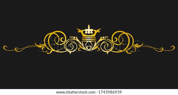 Luxury gold\
Royal ornament on a black\
background.