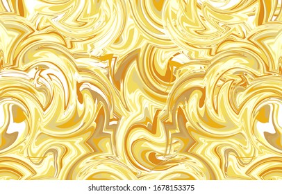 Luxuriöses Gold nahtloses Muster 02. Flüssiger Marmor wirl Textur.Abstrakter Hintergrund. Marmor Technik Flüssigkeit Farbdesign für Gewebe, Fliesen, Inneneinrichtung, Postkarte, Banner, Deckel, Tapete, Website, Vektorillustration.