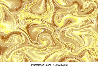 Luxury gold seamless pattern 10. Liquid marble swirl texture. Abstract background. Marbling technique fluid dye design for fabric, tile, interior, postcard, banner, cover, wallpaper, website, Vector.