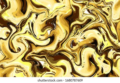 Luxury gold seamless pattern 24. Liquid marble swirl texture. Abstract background. Marbling technique fluid dye design for fabric, tile, interior, postcard, banner, cover, wallpaper, website, Vector.