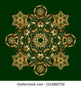 Luxury gold seamless pattern with abstract vector elements. Golden pattern on green background.
