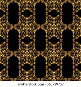 Luxury gold seamless pattern with abstract vector elements. Golden pattern on black background.