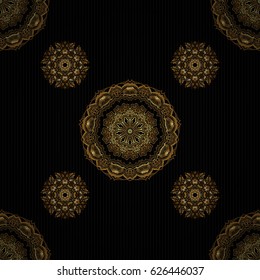 Luxury gold seamless pattern with abstract vector elements. Golden pattern on black background.