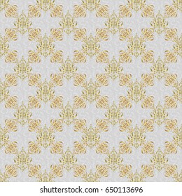 Luxury gold seamless pattern with abstract vector elements. Golden pattern on gray background.