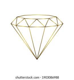 Luxury Gold Shape Diamond Isolated. Vector Line Logo