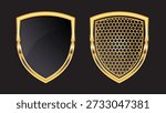Luxury Gold Shield Emblem Set on Black Background, Web Security and Cyber Protection Badge, Premium Digital Safety Crest Vector Illustration