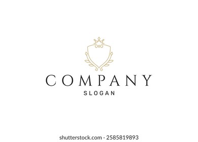 luxury gold shield frame logo with empty space for text
