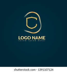 luxury gold shield logo. golden shield