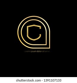 luxury gold shield logo. golden shield