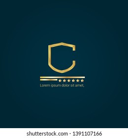 luxury gold shield logo. golden shield