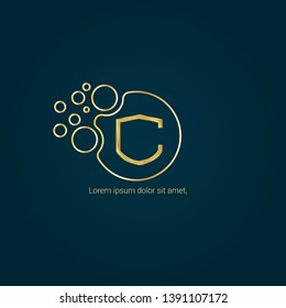 luxury gold shield logo. golden shield