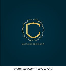 luxury gold shield logo. golden shield