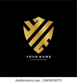 luxury gold shield logo.simple premium shield shape.for business sign.vector illustration.eps 10
