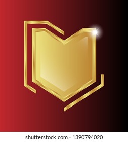 luxury gold shield with reflection