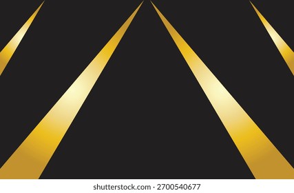 Luxury gold shining lines background, abstract geometric pattern, black copy space