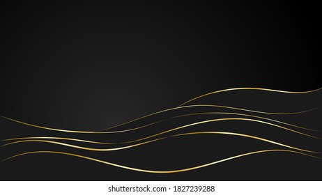 Luxury gold shiny wave vector on dark background illustration