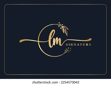 luxury gold signature initial Im logo design isolated leaf and flower 