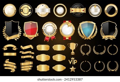 Luxury gold and silver design badges and labels collection