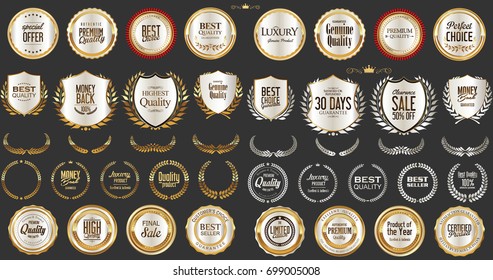 Luxury gold and silver design badges and labels collection 