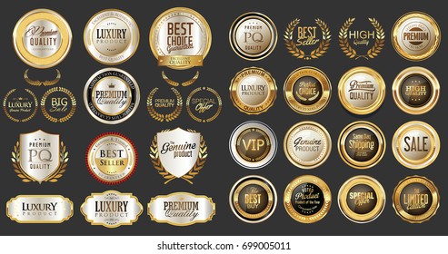 Luxury gold and silver design badges and labels collection 