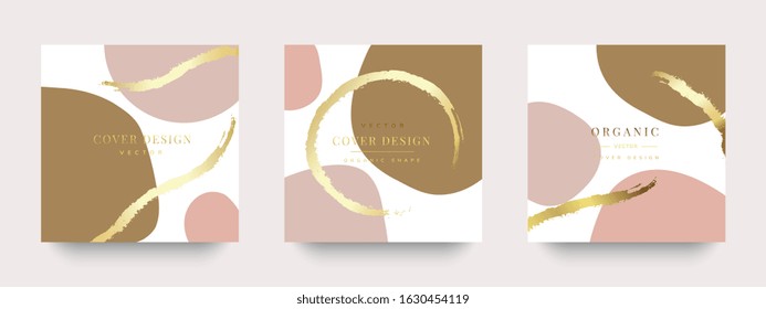 Luxury Gold Social media stories and post , Vector invitation design with golden brush, Gold Powder and blue watercolor decoration style background vector