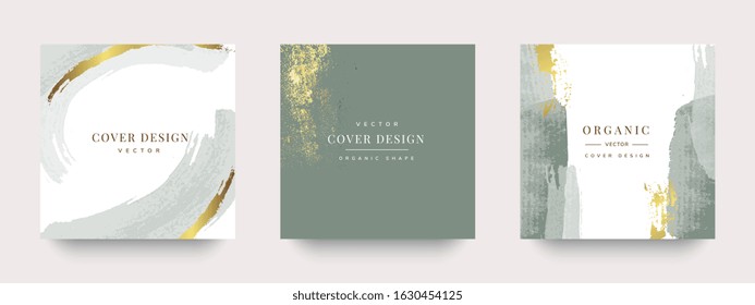 Luxury Gold Social media stories and post , Vector invitation design with golden brush, Gold Powder and blue watercolor decoration style background vector