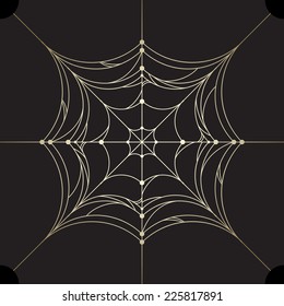Luxury gold spider web. vector illustration.