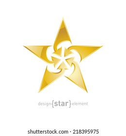 The luxury Gold star with arrows vector design element on white background. Corporate logotype template