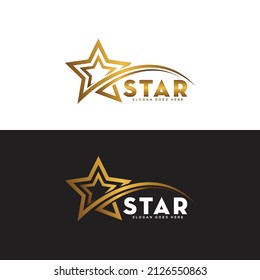 luxury gold star logo design, elegant star logo concept, creative golden star logo, modern, vector template