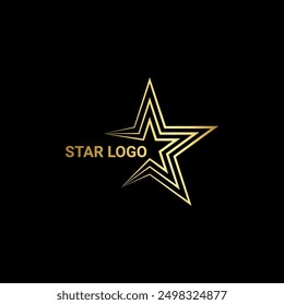 Luxury Gold Star logo design concept isolated on black background.