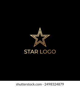 Luxury Gold Star logo design concept isolated on black background.