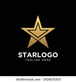 Luxury Gold Star Logo Vector in elegant Style with Black Background