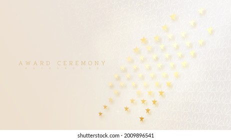 luxury gold star shaped, award ceremony concept on pastel cream color background, cover design, vector illustration.