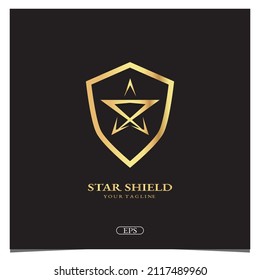 Luxury gold star shield logo premium elegant template vector eps 10