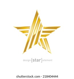 The luxury Gold star, vector design element on white background. Corporate logotype template