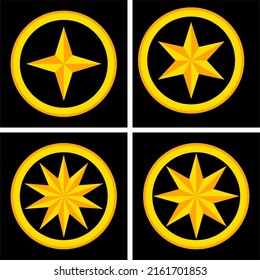 Luxury Gold Star vector Illustration, Gatotkaca symbols, Captain Marvel symbols on black background 