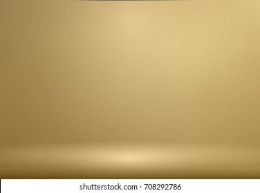 Luxury Gold Studio room background with Spotlights well use as Business backdrop, Template mock up for display of product, Vector illustration