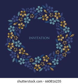 Luxury gold style tropical leave and flower element for festive design. geometry floral pattern for poster, card, invitation, print and web design.