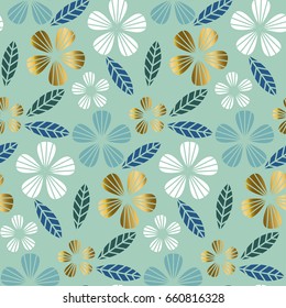 Luxury gold style tropical leave and flower element for festive design. geometry fashion floral seamless pattern for surface design.